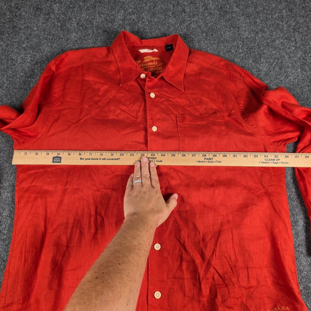 Tommy Bahama Button Up Shirt Mens XL Red/Orange 100% Linen Long Sleeve - Picture 4 of 6